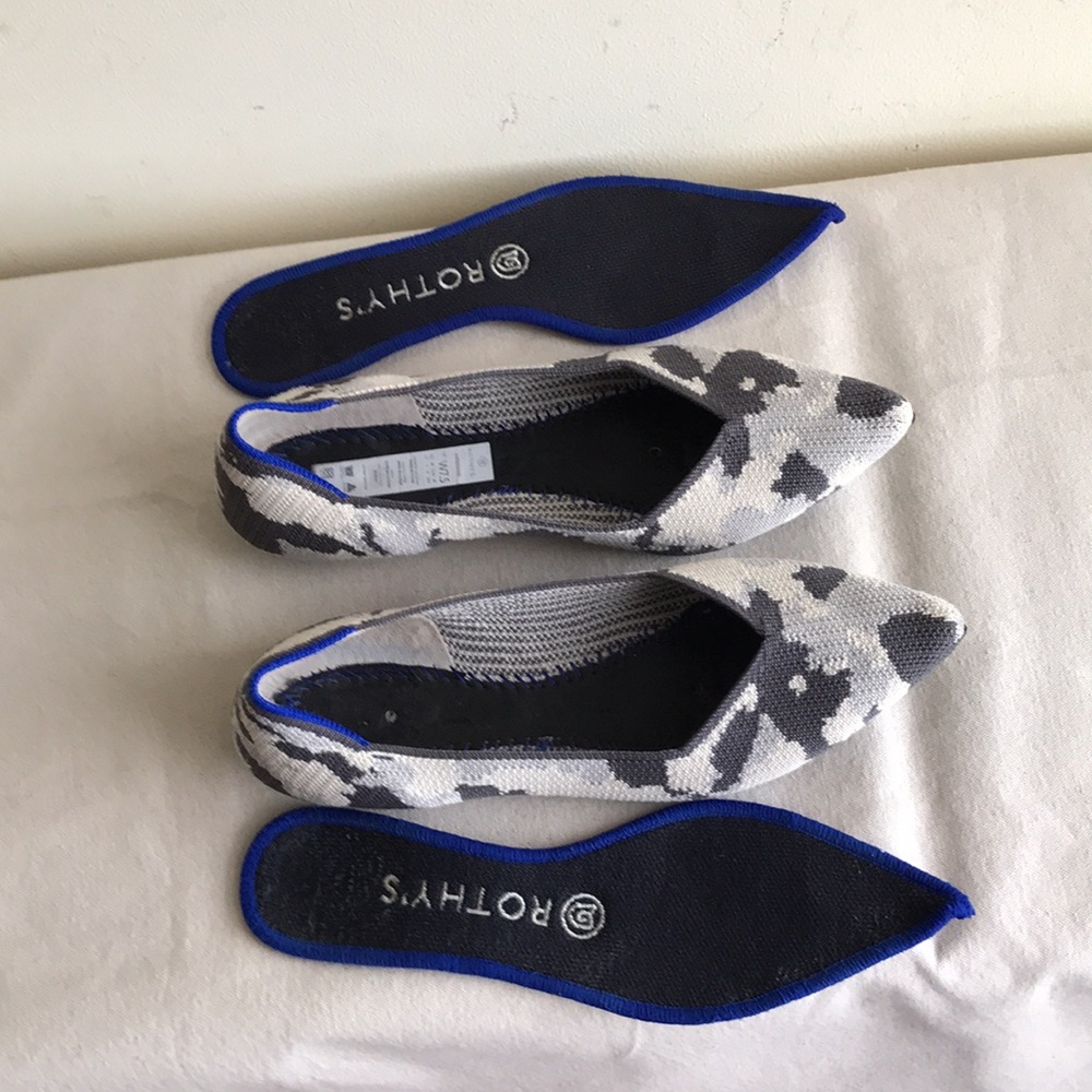 Rothy’s Size 7.5 The Point retired print Ash grey camo pointed toe flat shoe - Picture 9 of 13